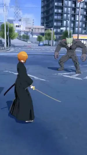 Ichigo facing a Hollow in a BLEACH Mirrors High battle
